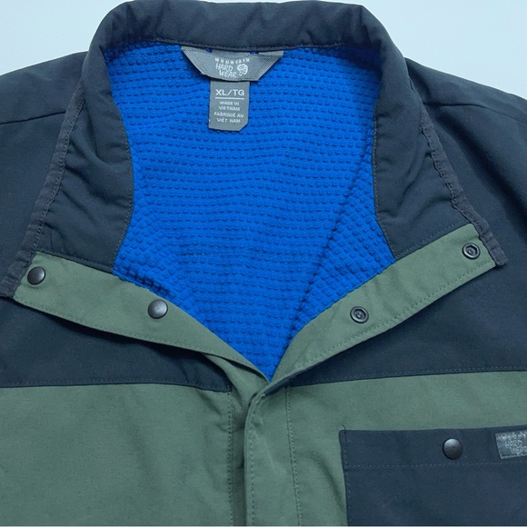 Mountain Hardwear 1/4 Snap Pullover Jacket Mens Size XL Green Black Waffle Lined - Picture 3 of 16